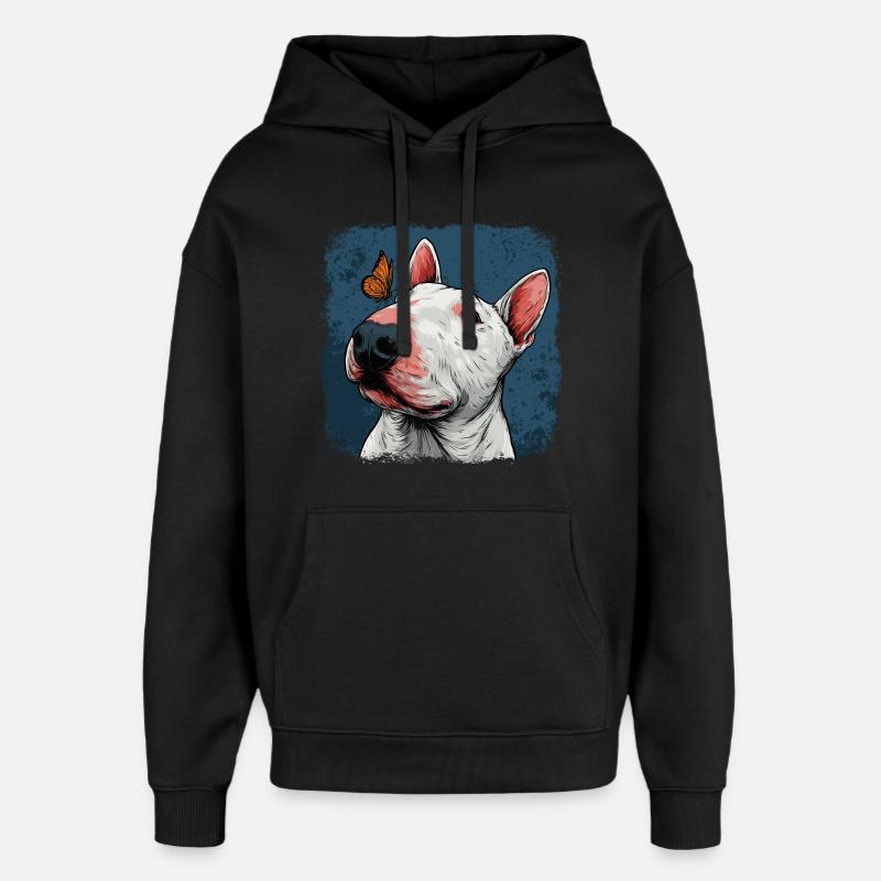 Joyeux bull terrier avec papillon - Sweat à capuche unisexe Stanley/Stella Oversized - noir