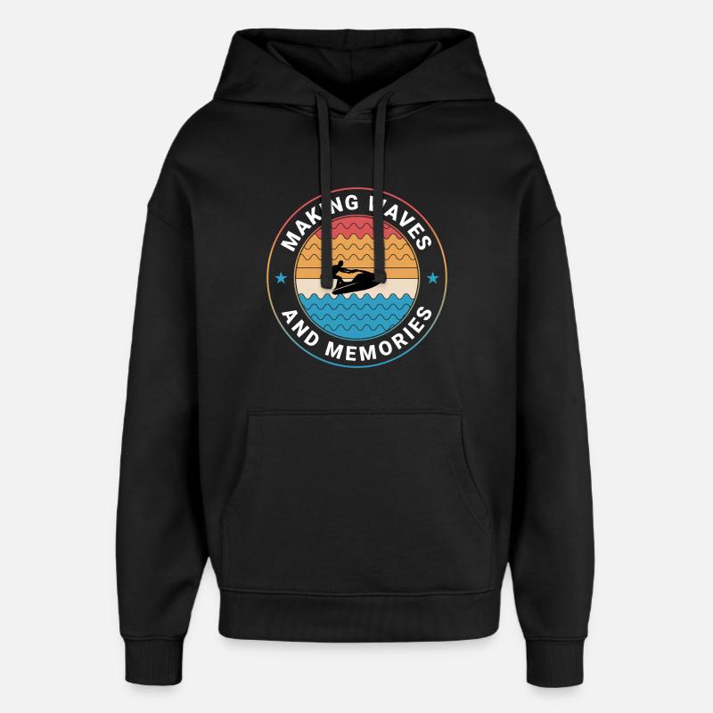 Rétro Sunset Wave Rider - Sweat à capuche unisexe Stanley/Stella Oversized - noir