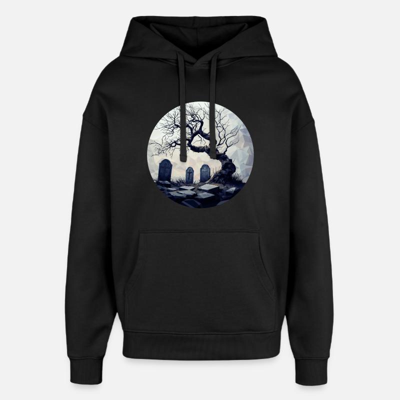 Tombe oubliée avec arbre noueux - Sweat à capuche unisexe Stanley/Stella Oversized - noir