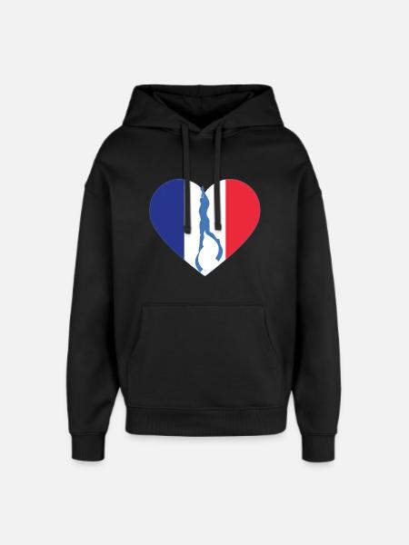 Frankreich Freitauchen Herz Flagge - Oversized Unisex Hoodie von Stanley/Stella - Schwarz