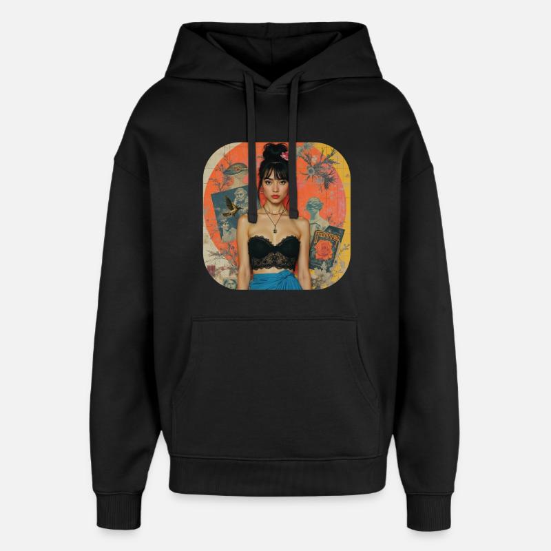 Conception de t-shirt Retro Collage - Sweat à capuche unisexe Stanley/Stella Oversized - noir