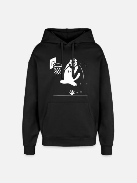 Basketball Cat - Oversized Unisex Hoodie by Stanley/Stella - black
