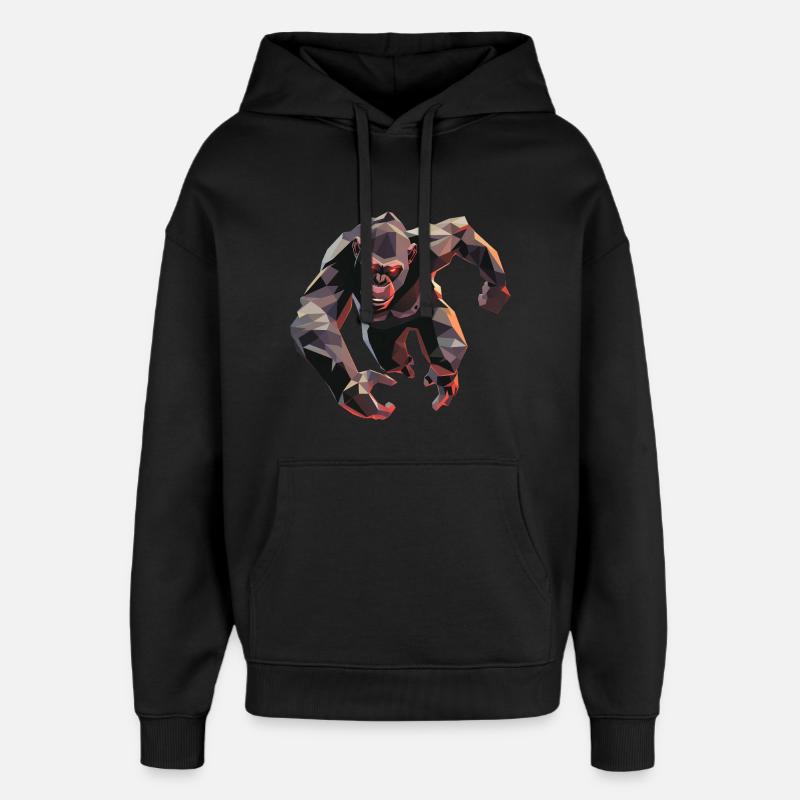 Gorilla in low poly style - Oversized Unisex Hoodie by Stanley/Stella - black