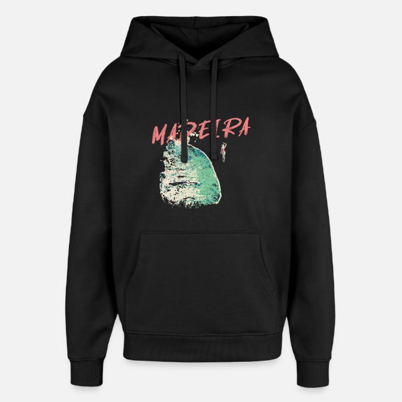 Baigneuse plage noire Madère illustration - Sweat à capuche unisexe Stanley/Stella Oversized - noir