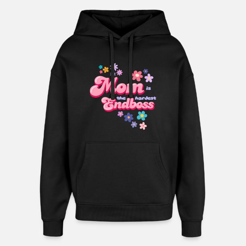 Mom is der Endboss Blumenstil - Sweat à capuche unisexe Stanley/Stella Oversized - noir