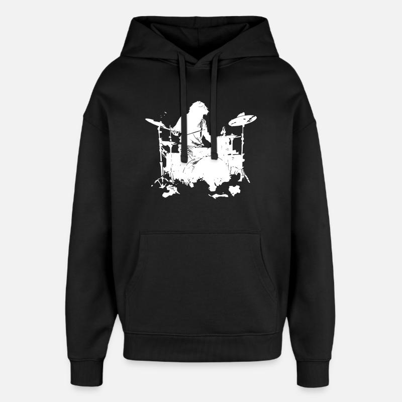 Croquis du batteur - Sweat à capuche unisexe Stanley/Stella Oversized - noir