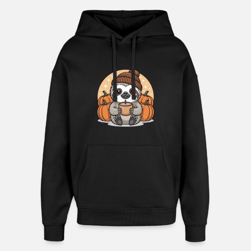Paresseux câlin avec citrouilles Automne - Sweat à capuche unisexe Stanley/Stella Oversized - noir