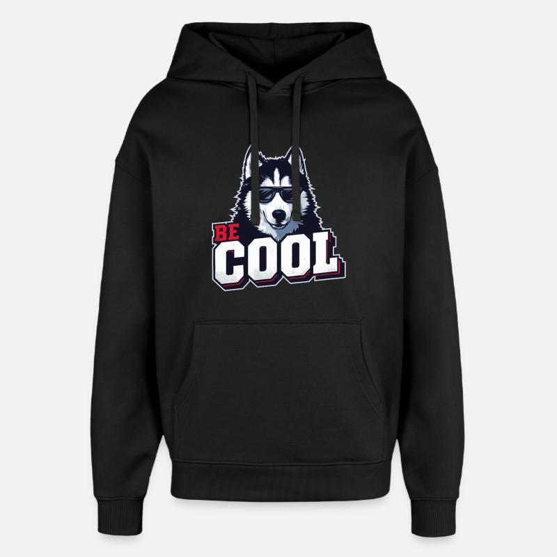 Be Cool - Husky de Sibérie - Sweat à capuche unisexe Stanley/Stella Oversized - noir