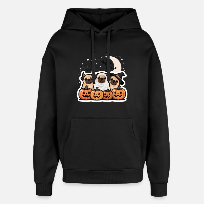 Joyeux Halloween Carlin Costume Mignon Mignon - Sweat à capuche unisexe Stanley/Stella Oversized - noir