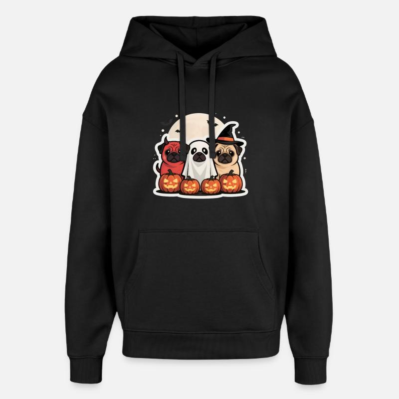 Carlin Halloween Costume Drôle Citrouille Cadeau - Sweat à capuche unisexe Stanley/Stella Oversized - noir