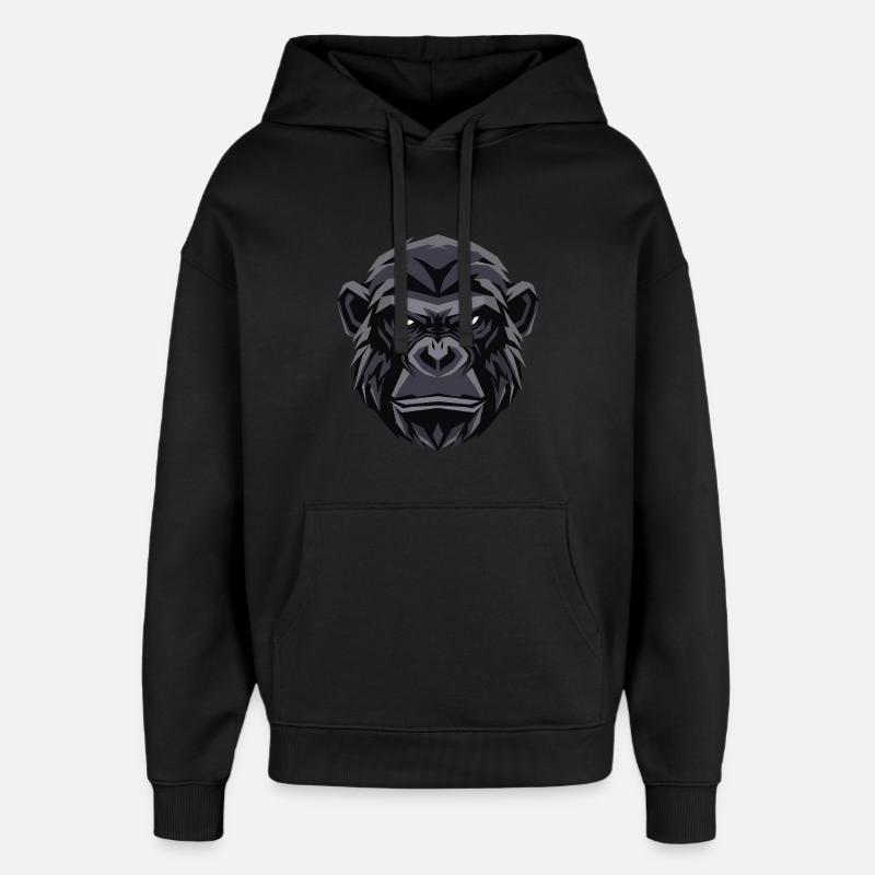 Tête de gorille géométrique - Sweat à capuche unisexe Stanley/Stella Oversized - noir