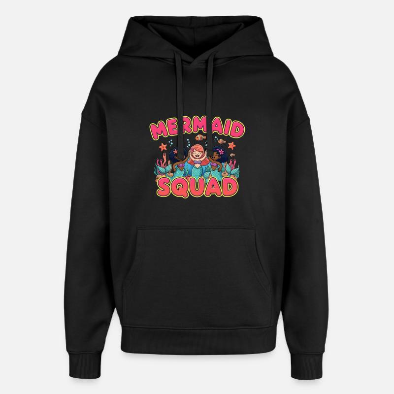 Mermaid Squad Sirène Océan Cadeau - Sweat à capuche unisexe Stanley/Stella Oversized - noir