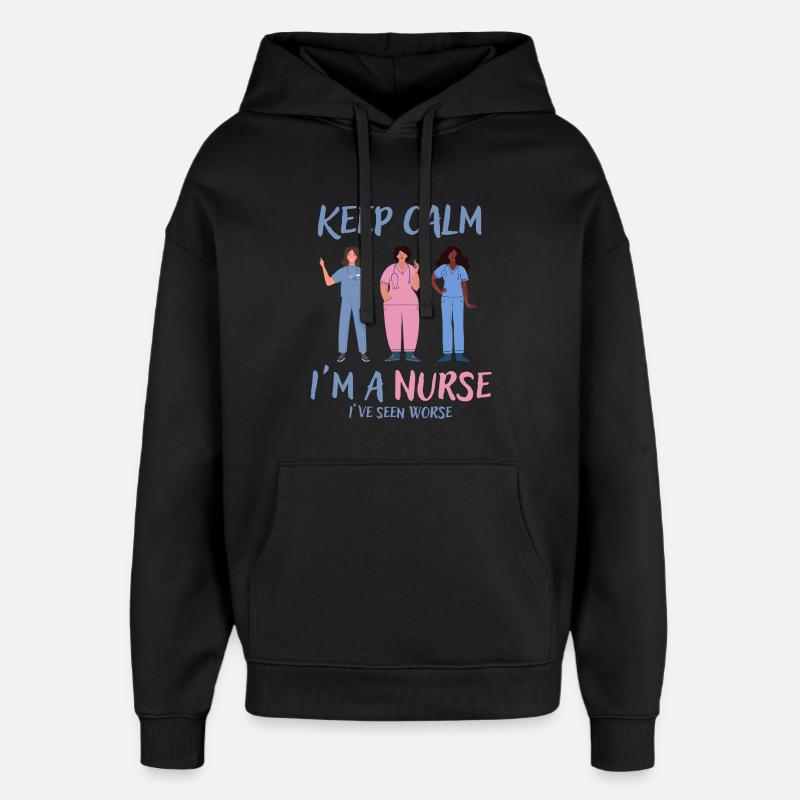 Bleib ruhig, ich bin Krankenschwester - Oversized Unisex Hoodie von Stanley/Stella - Schwarz