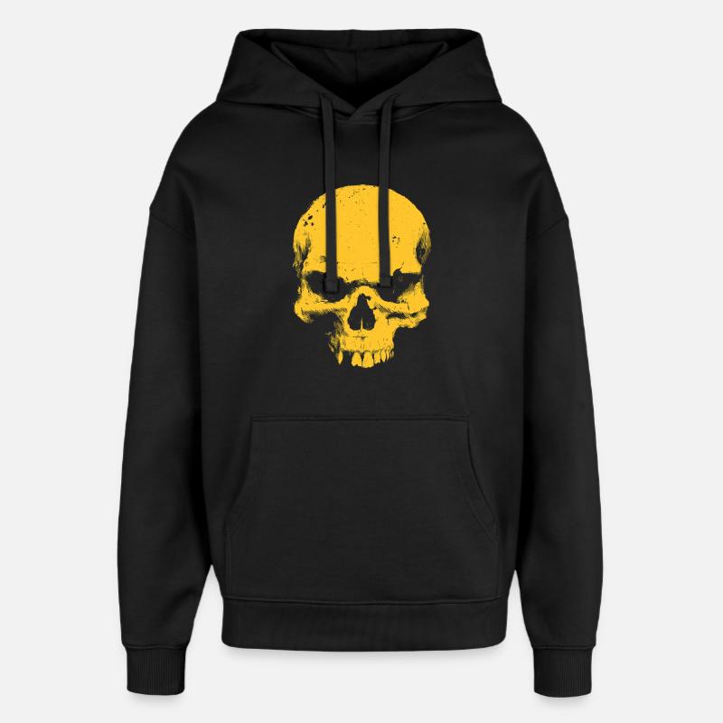 Contraste crâne jaune - Sweat à capuche unisexe Stanley/Stella Oversized - noir