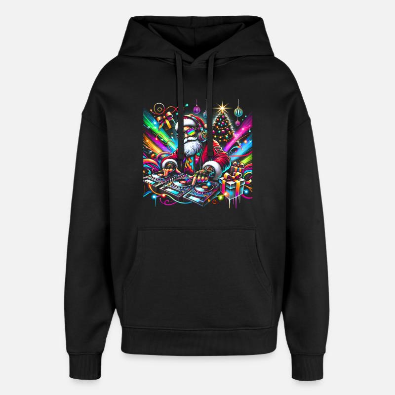 Neon Santa DJ Noël Pulse - Sweat à capuche unisexe Stanley/Stella Oversized - noir