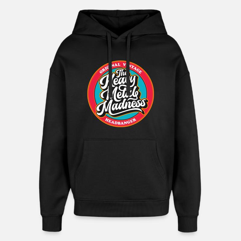 Badge rétro de Heavy Metal Madness - Sweat à capuche unisexe Stanley/Stella Oversized - noir