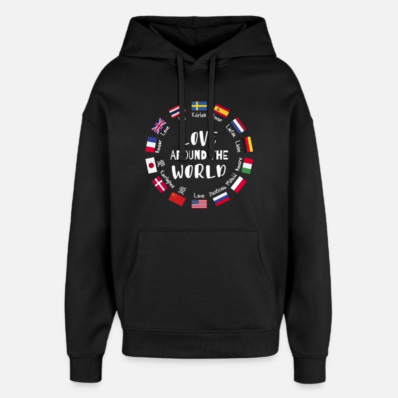 Amour du monde entier Langues - Sweat à capuche unisexe Stanley/Stella Oversized - noir
