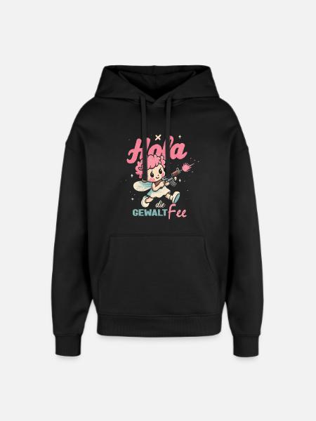 Hallo Gewaltfee - Pinker Engel mit Waffe - Oversized Unisex Hoodie von Stanley/Stella - Schwarz