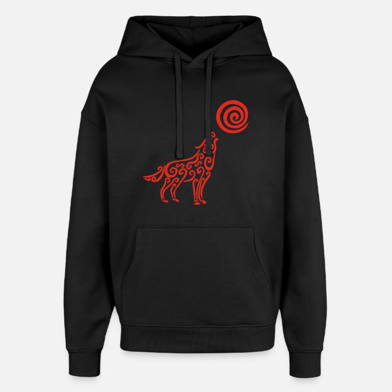 Der Wolf und der rote Mond - Oversized Unisex Hoodie von Stanley/Stella - Schwarz