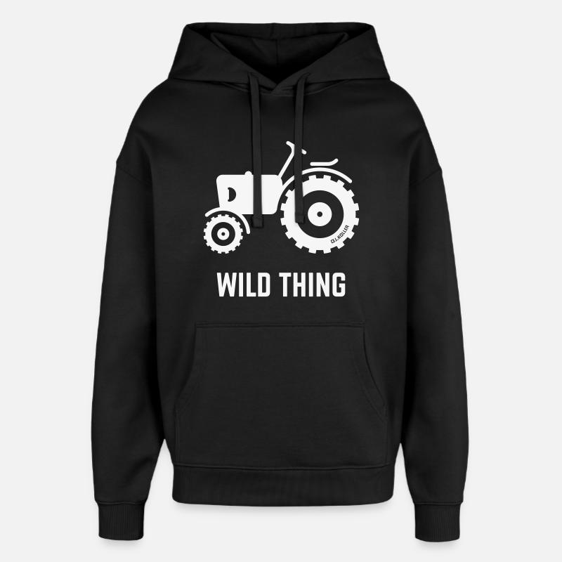 Wild Thing (Tracteur / Fermier / Blanc) - Sweat à capuche unisexe Stanley/Stella Oversized - noir