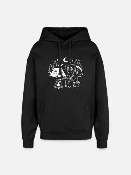 Nocturnal Grim Reaper at the Campfire - Oversized Unisex Hoodie by Stanley/Stella - black