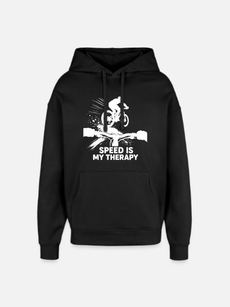 Downhill MTB POV Speed Therapy Gift - Oversized Unisex Hoodie by Stanley/Stella - black