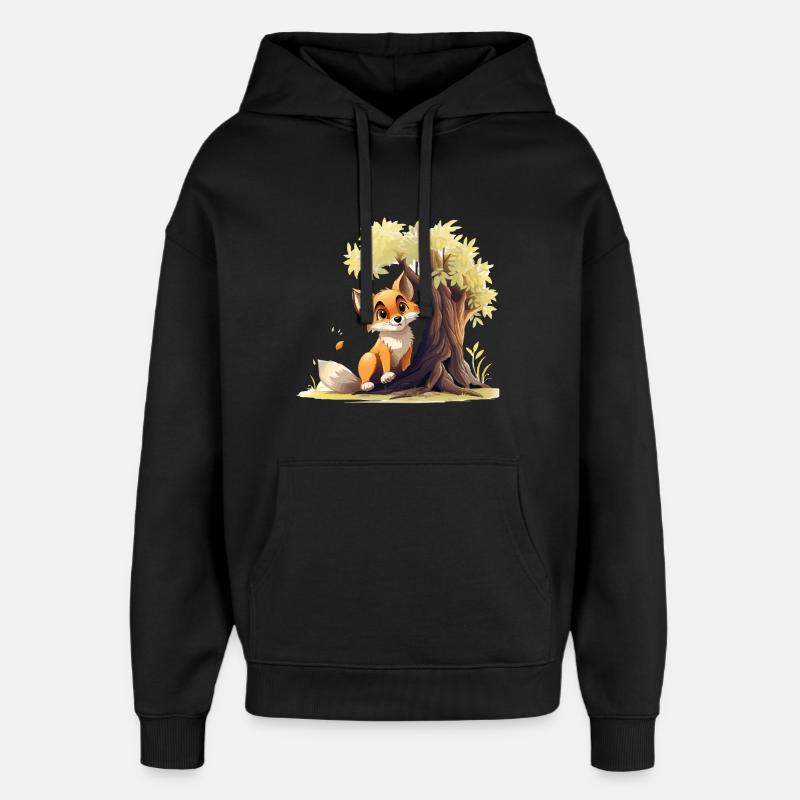 Waldfuchs am goldenen Baum - Oversized Unisex Hoodie von Stanley/Stella - Schwarz