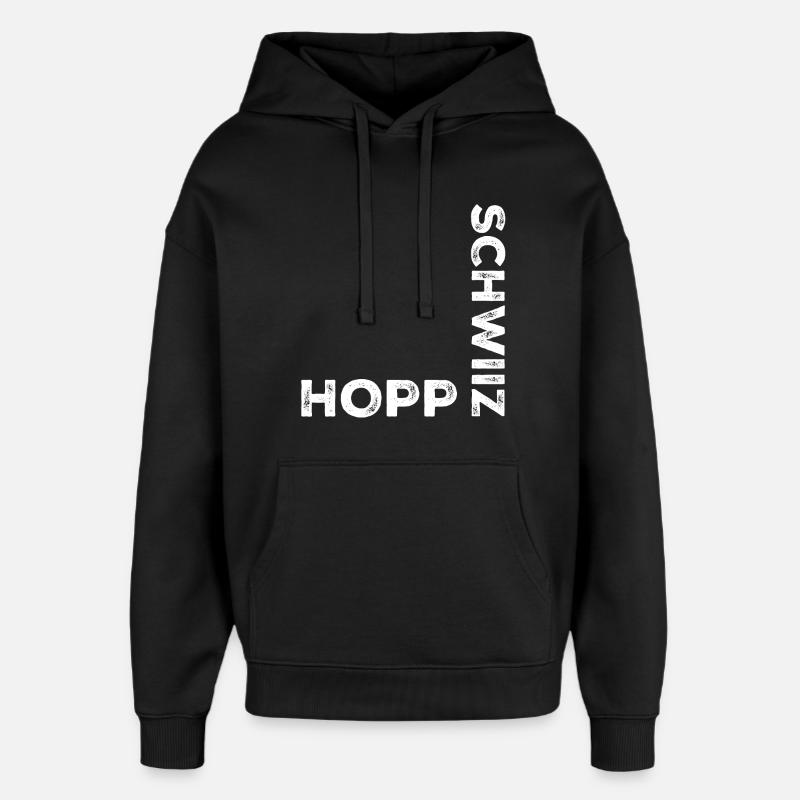 Hopp Schwiiz - Oversized Unisex Hoodie von Stanley/Stella - Schwarz