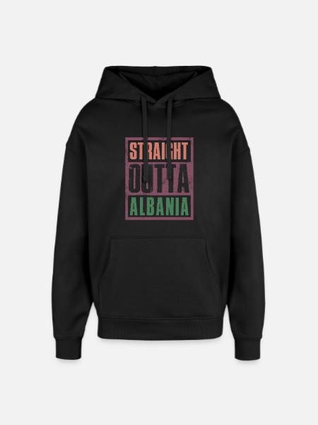 Straight outta Albania - Oversized Unisex Hoodie by Stanley/Stella - black
