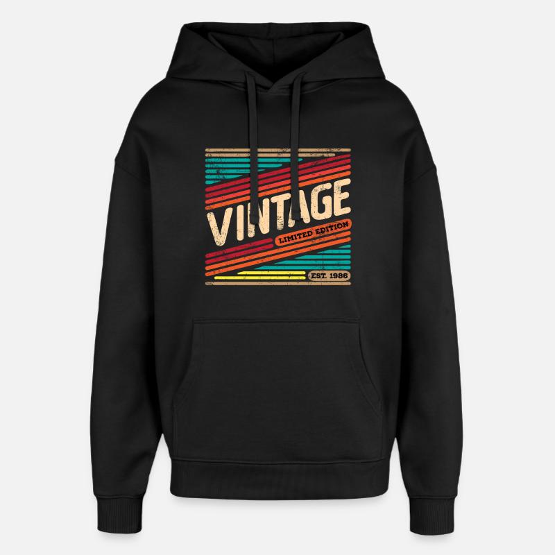 Millésime 1986 - Sweat à capuche unisexe Stanley/Stella Oversized - noir