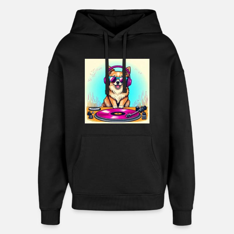 DJ Dog - Sweat à capuche unisexe Stanley/Stella Oversized - noir