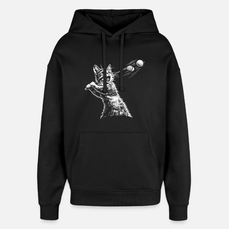 Golf Cat Golf - Sweat à capuche unisexe Stanley/Stella Oversized - noir