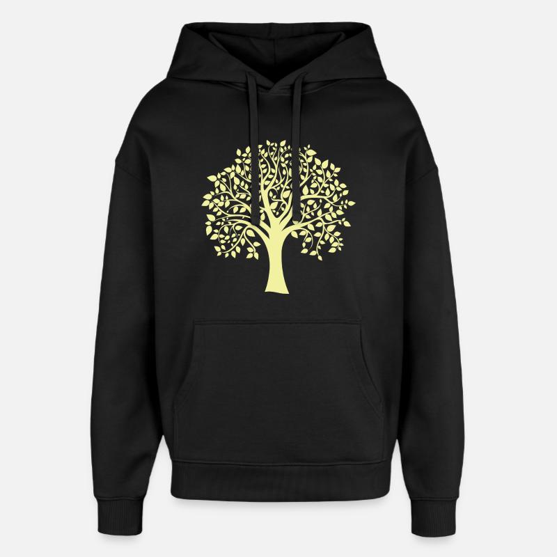 Silhouette jaune d’arbre jumbo imprimé - Sweat à capuche unisexe Stanley/Stella Oversized - noir