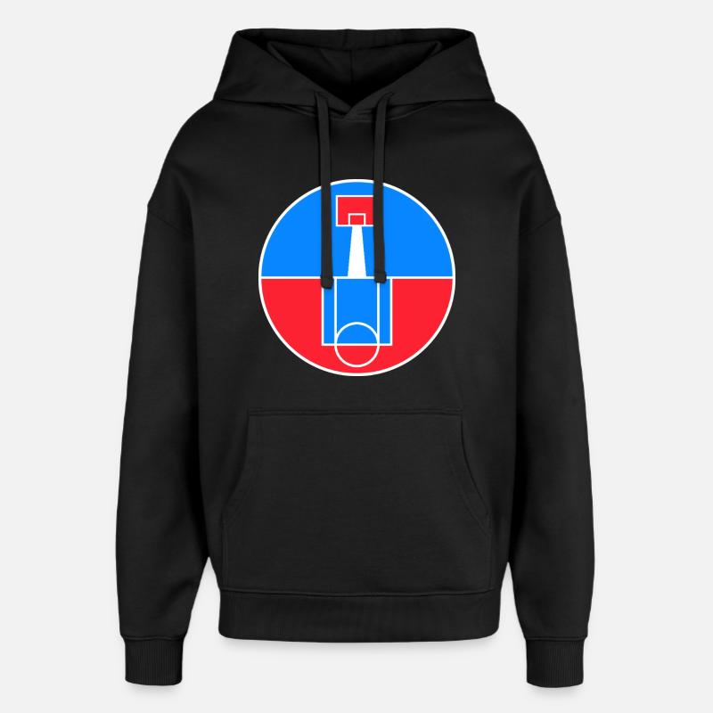 Insigne circulaire du terrain de basket-ball - Sweat à capuche unisexe Stanley/Stella Oversized - noir