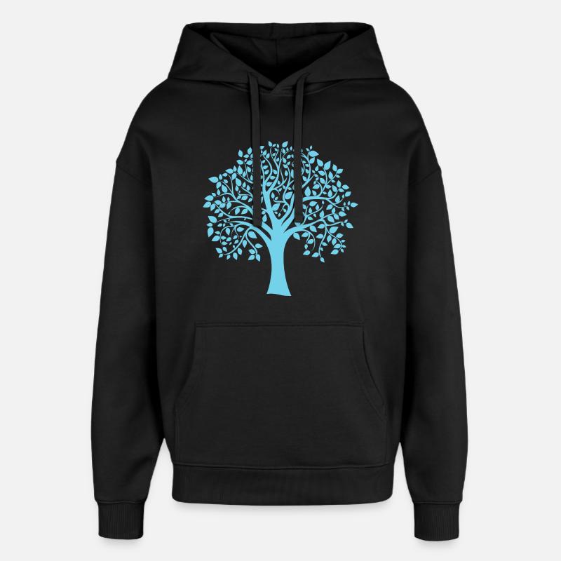 Silhouette icône bleue d’arbre jumbo imprimé - Sweat à capuche unisexe Stanley/Stella Oversized - noir