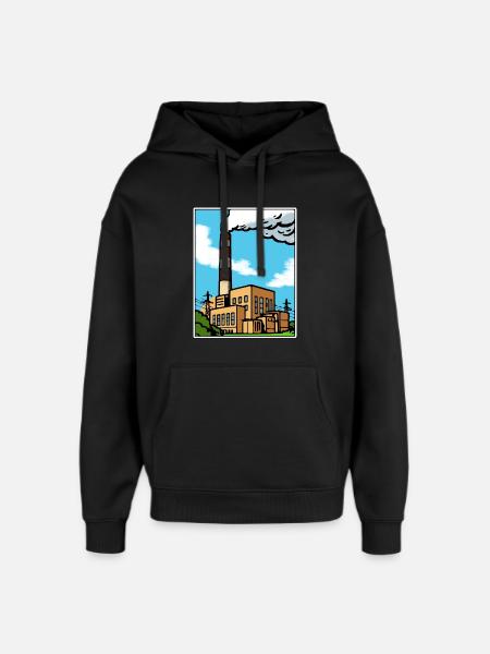 Industrial Cartoon Skyline - Oversized Unisex Hoodie by Stanley/Stella - black