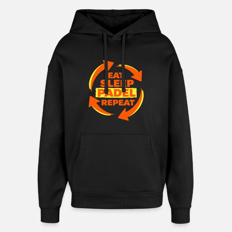Eat Sleep Padel Repeat Athlete Statement - Oversized Unisex Hoodie by Stanley/Stella - black