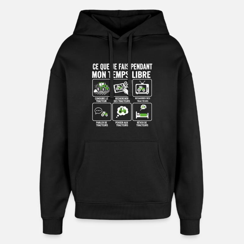 Temps libre et tracteurs: activités - Sweat à capuche unisexe Stanley/Stella Oversized - noir