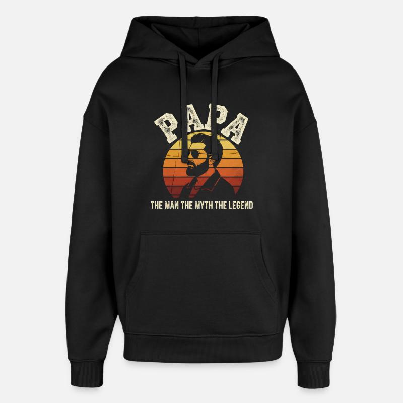 Papa Légende Retro Soleil - Sweat à capuche unisexe Stanley/Stella Oversized - noir