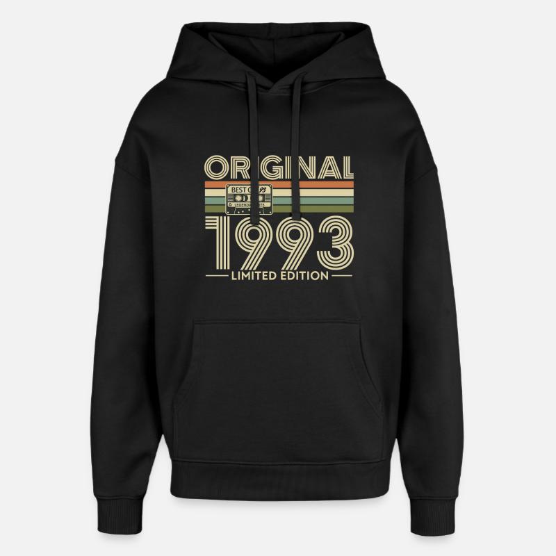 Rétro 1993 Édition Limitée Cassette - Sweat à capuche unisexe Stanley/Stella Oversized - noir