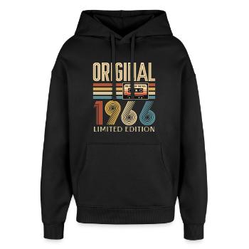 60. Geburtstag, 60 Jahre, Original 1966 - Oversized Unisex Hoodie von Stanley/Stella - Schwarz - Vorne - AI Model Female 172 light (172cm) & AI Model Male 185 light (185cm)