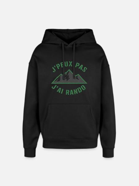 Green Mountains and Slogan Hiking - Oversized Unisex Hoodie by Stanley/Stella - black