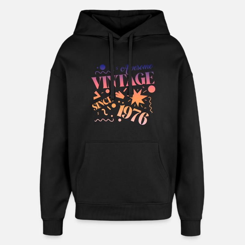 Millésime 1976 - Sweat à capuche unisexe Stanley/Stella Oversized - noir