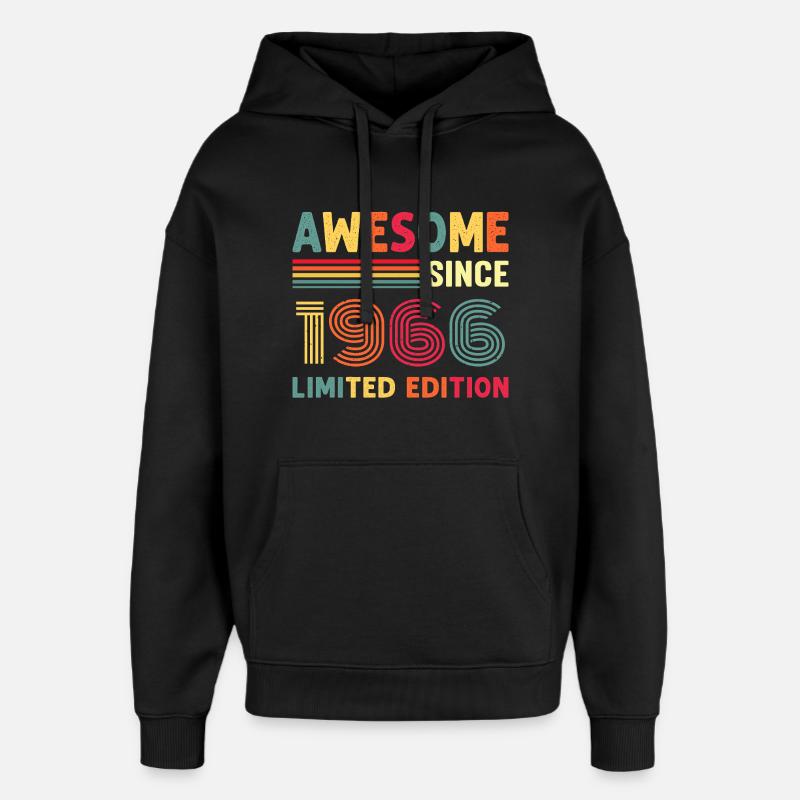 1966 Année de naissance - Sweat à capuche unisexe Stanley/Stella Oversized - noir