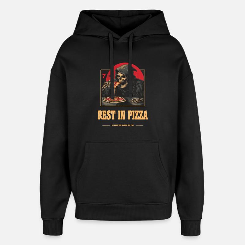 Repos dans la pizza - Sweat à capuche unisexe Stanley/Stella Oversized - noir