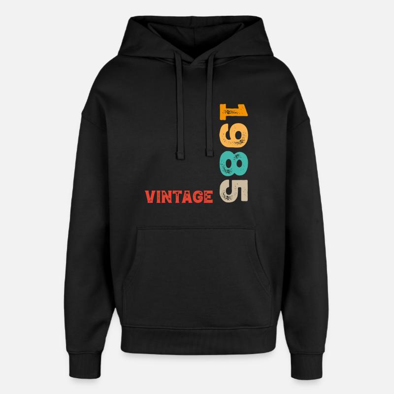 Millésime 1985 - Sweat à capuche unisexe Stanley/Stella Oversized - noir