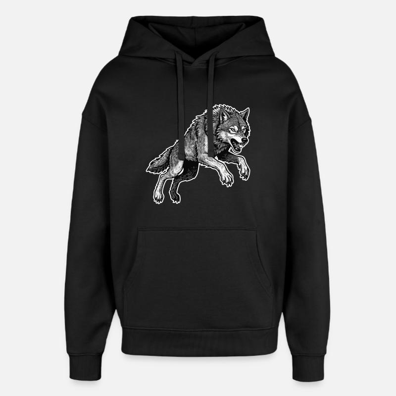 Wild Wolf Race Maskottchen Alpha Wolf - Oversized Unisex Hoodie von Stanley/Stella - Schwarz