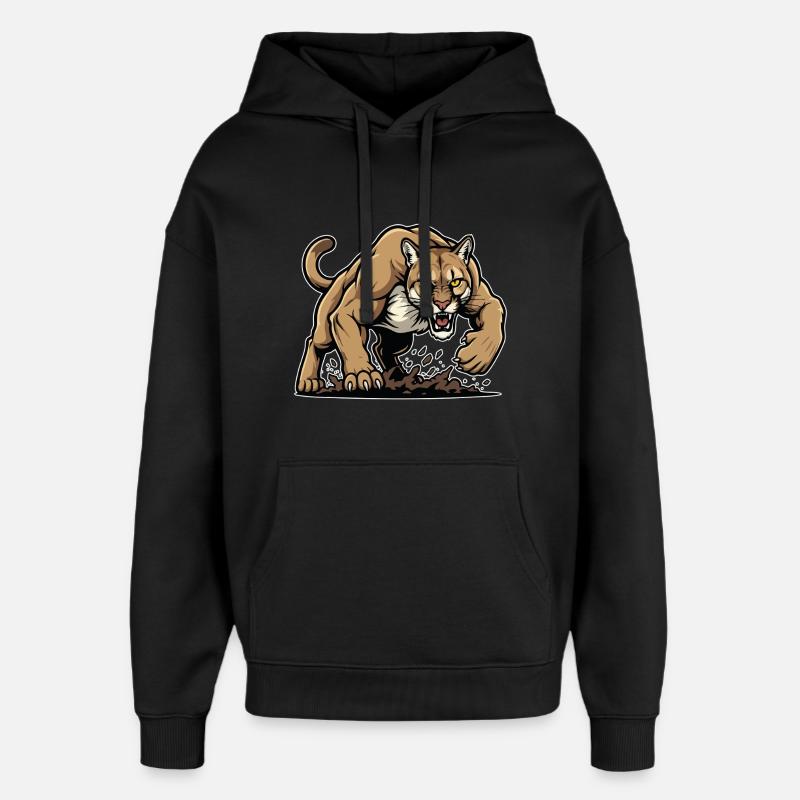 Cougar Berglöwe Wildmaskottchen - Oversized Unisex Hoodie von Stanley/Stella - Schwarz