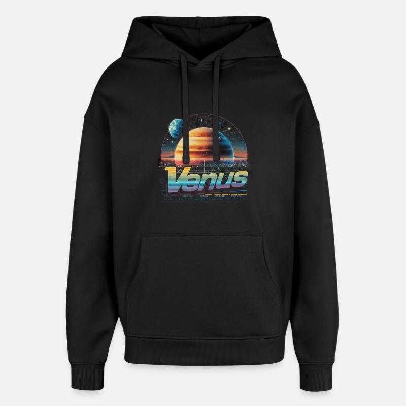 Canoës Néon Spatial Rétro - Sweat à capuche unisexe Stanley/Stella Oversized - noir