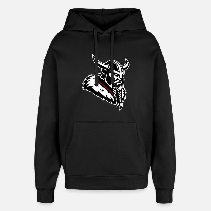 Wikinger-Eroberer, nordisches Maskottchenprofil Krieger - Oversized Unisex Hoodie von Stanley/Stella - Schwarz